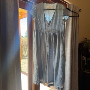 notPERFECTLINEN RONDA Button down dress / Swedish Blue